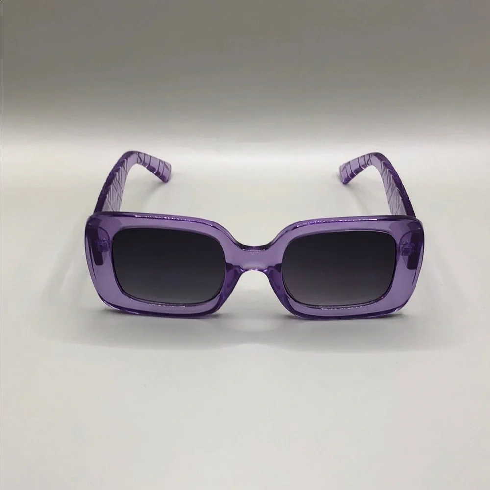 Kurt Geiger London crystal purple textured square sunglasses semi oversized.